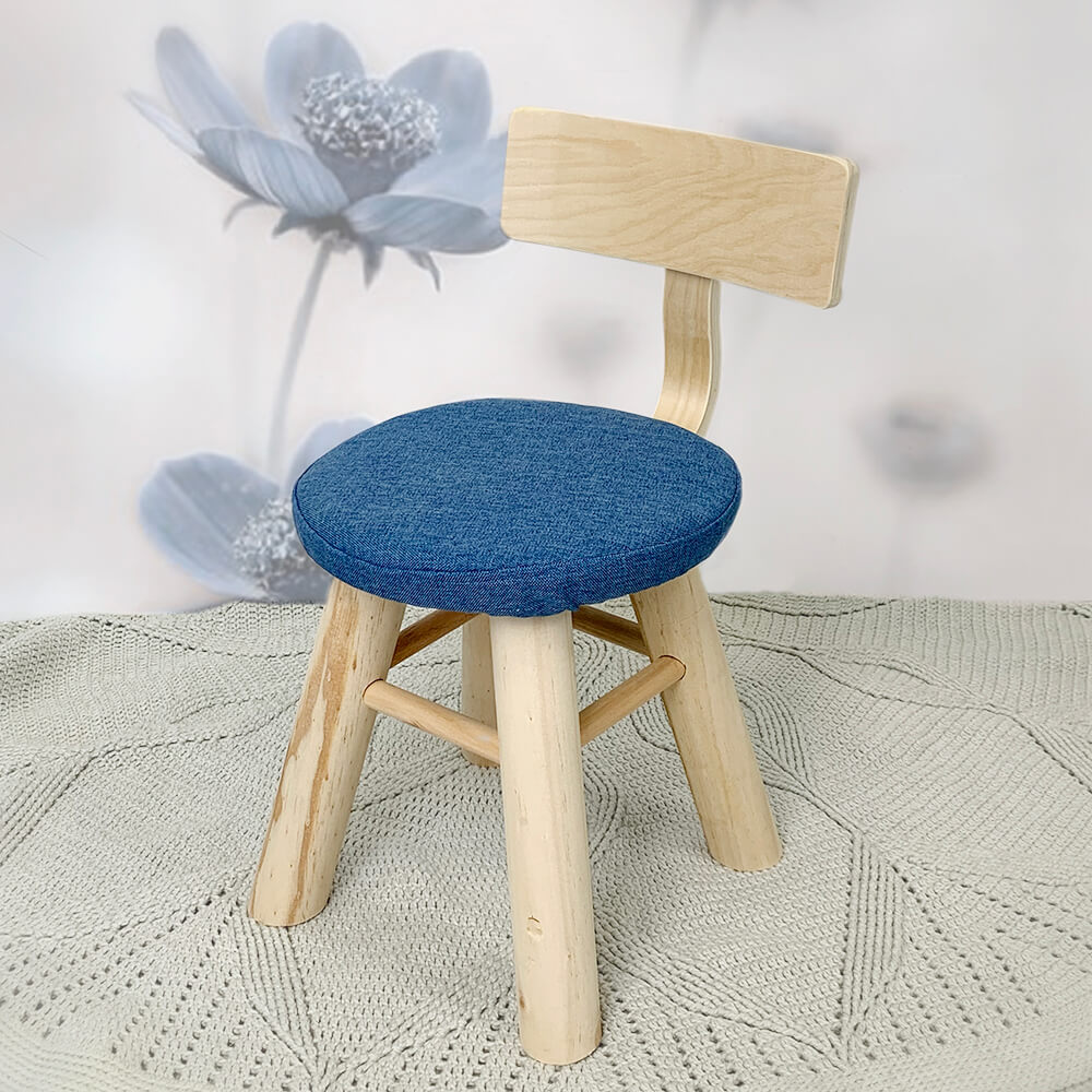 Wooden stool with back rest 8pcs De Bondt
