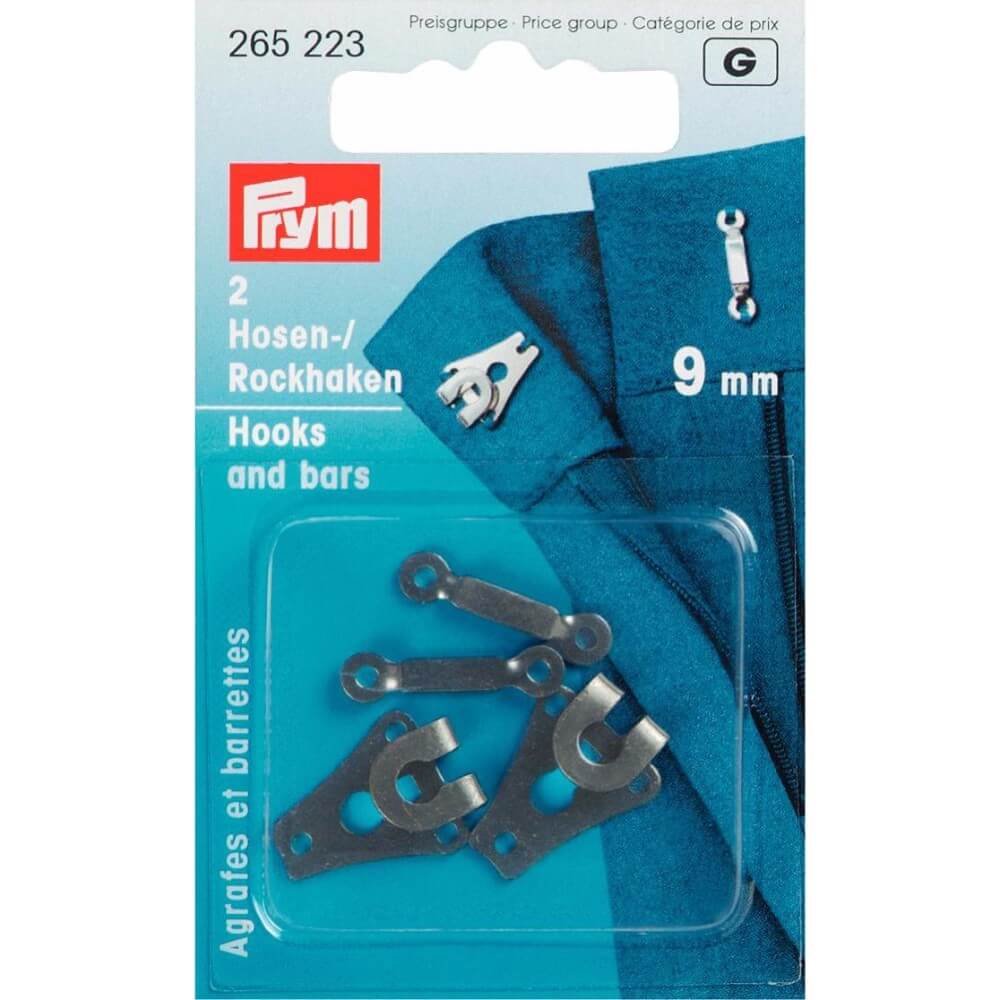 Prym Trouser and skirt hooks bars steel 9mm 5x2pcs De Bondt