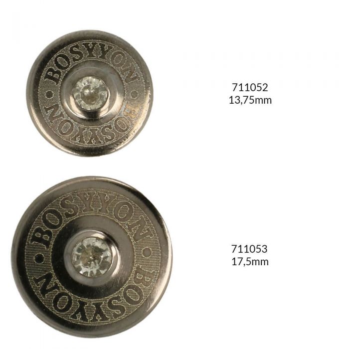 Jeans button with rhinestone size 22 - 13.75mm - 100pcs