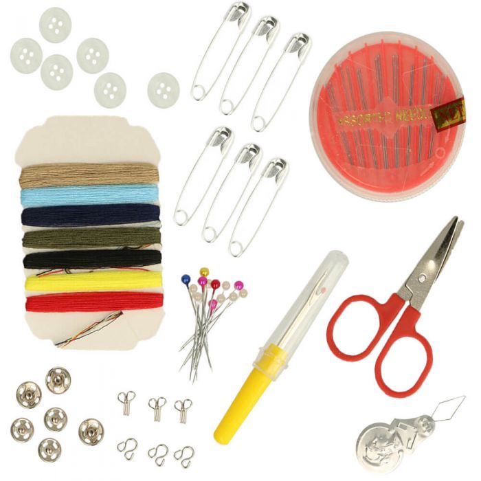 Travel sewing kit 8x3cm - 4 shades - 12pcs