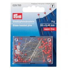 Prym Glass head pins spring steel wire 0.40x35mm red - 5pcs