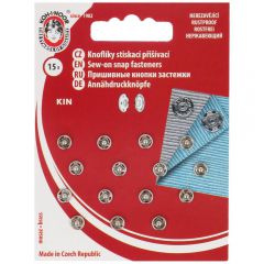 Sew-on snap fasteners 5mm nickel - 5x15pcs