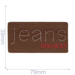 Label jeans 79x39mm brown - 5pcs