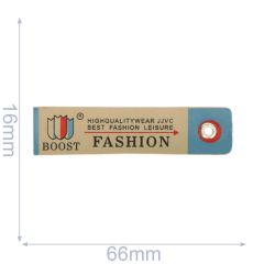 Label fashion boost 66x16mm beige-blue - 5pcs