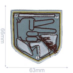 Iron-on patches shield grey hand - 5pcs