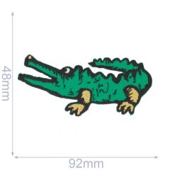 HKM Iron-on patch crocodile with tail 92x48mm green - 5pcs
