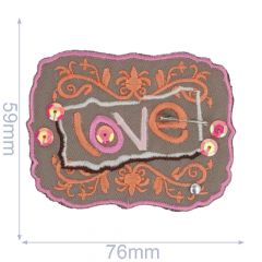 Iron-on patches LOVE grey - 5pcs