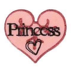 Iron-on patches Heart Princess pink - 5pcs
