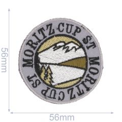 Iron-on patches ST MORITZ CUP, grey - 5pcs