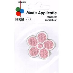 Patch flower pink white with rim - 5pcs