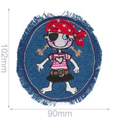 Iron-on patch pirate with hat - 5pcs