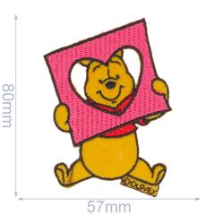 HKM Iron-on patch Winnie the Pooh with heart 57x80mm - 5pcs