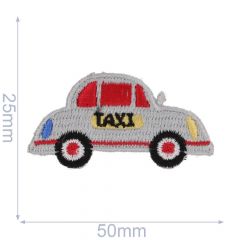 HKM Iron-on patch taxi 50x25mm white - 5pcs