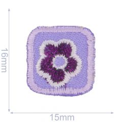 Patch flower lilac in small square 15x16mm - 5pcs