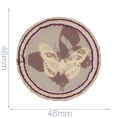 Iron-on patches circle with Butterfly - 5pcs