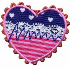 Iron-on patches Heart with white hearts in blue - 5pcs