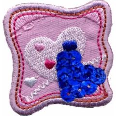 Iron-on patches heart + blue sequins - 5pcs