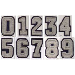 Iron-on patches Numbers small 8cm No. 0-9 grey-blue - 1 set