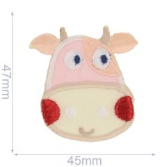 HKM Iron-on patch cow 45x47mm pink - 5pcs