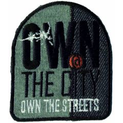 Iron-on patches Shield Own the city grey black - 5pcs