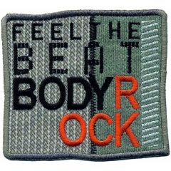 Iron-on patches Feel the body rock grey square - 5pcs