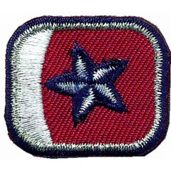 Iron-on patches Button red with silver stars - 5pcs