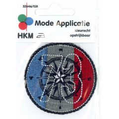 Iron-on patches Button compass with nr. 73 - 5pcs