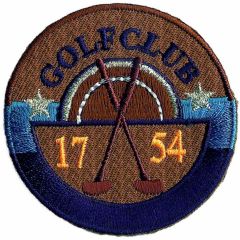 Iron-on patches Button brown blue golf - 5pcs