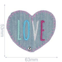Iron-on patches Love heart jeans - 5pcs