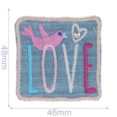 Iron-on patches Love with bird jeans - 5pcs