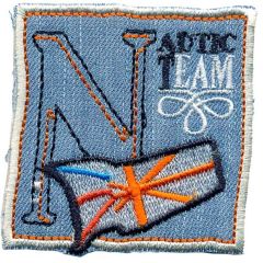 Iron-on patches Nautic Team on light blue jeans - 5pcs