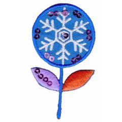 Iron-on patches Snowflower with sequins - 5pcs