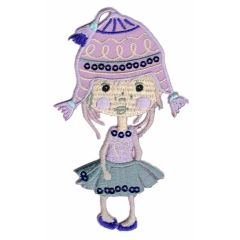 Iron-on patch girls with hats - 5pcs