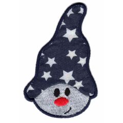 Iron-on patches gnome blue hat with stars - 5pcs