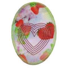 Iron-on patches oval with heart and strawberries - 5pcs
