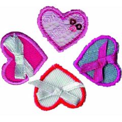 Iron-on patches Set hearts with bow 4 pcs - 5 sets