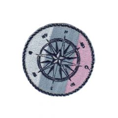 Iron-on patches compass button pink - 5pcs