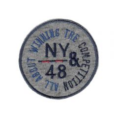 Iron-on patches button NY&48 op grey jersey - 5pcs