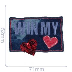 Iron-on patches Win my heart large - 5pcs