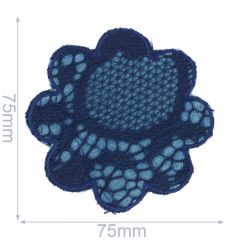 Iron-on patch flower dark and light blue 75x75mm - 5pcs