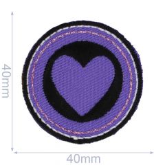 Iron-on patches heart purple-black - 5pcs