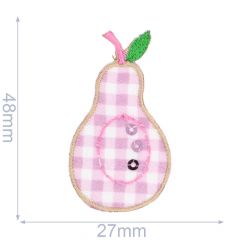 Iron-on patches Pear small pink check pattern - 5pcs