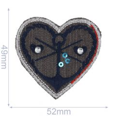 Iron-on patches heart with anchor - 5pcs