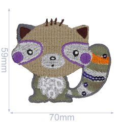 HKM Iron-on patch racoon 70x59mm brown - 5pcs