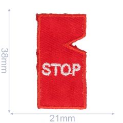 Iron-on patches STOP red - 5pcs