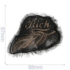 Iron-on patches RICH Button bronze with feather - 5pcs