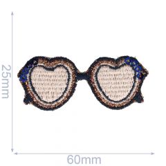 Iron-on patches glasses heart-glitter - 5pcs