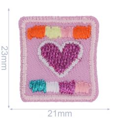 Iron-on patches heart in square - 5pcs