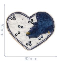 Iron-on patches heart with sequins uit jeans blue-with - 5pcs