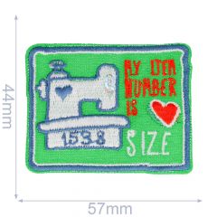 Iron-on patches square with sewing machine green - 5pcs